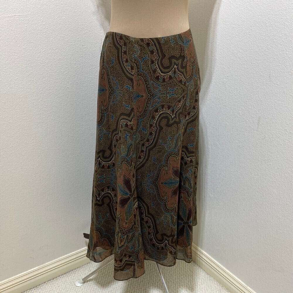 Lauren Ralph Lauren 100% Silk Vintage Paisley Print Skirt Size 22W - Picture 1 of 7